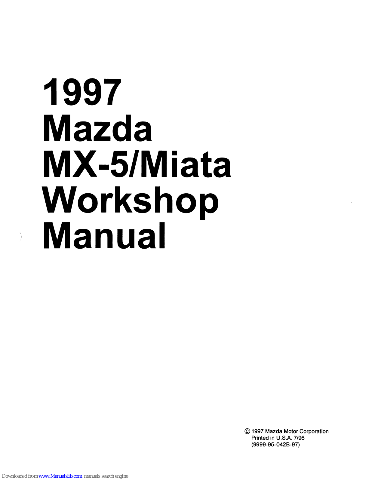 Mazda MX-5 Miata 1997 Workshop Manual