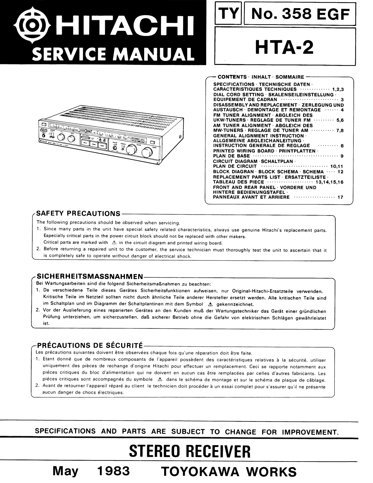 Hitachi HT-A2 Service Manual