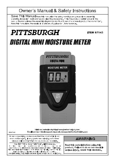 Harbor Freight Tools Digital Mini Moisture Meter Product manual
