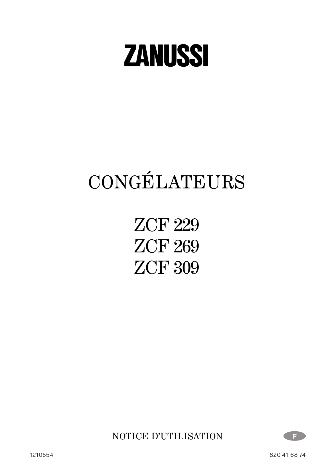 Zanussi ZCF 269, ZCF 309 User Manual