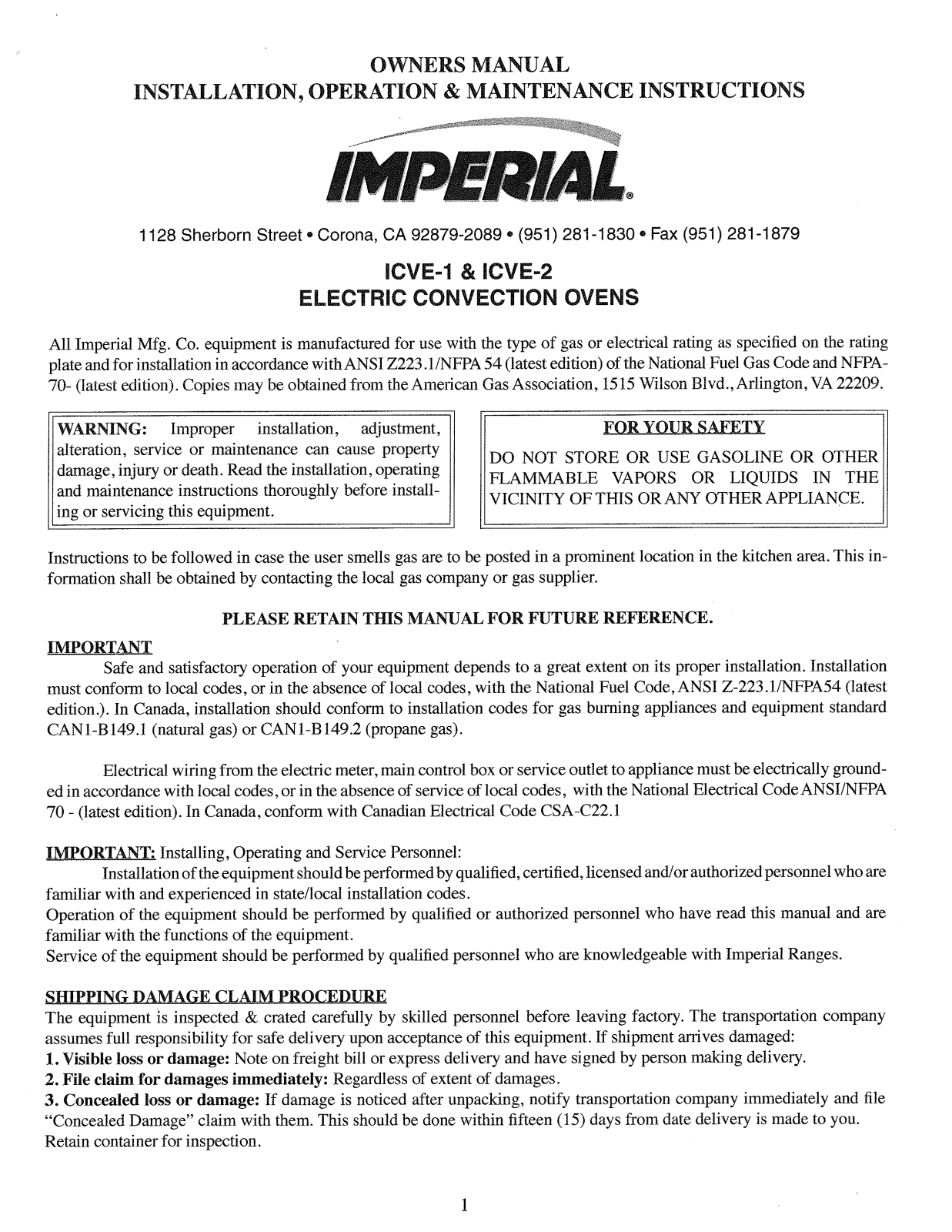 Imperial ICVE Operator’s Manual