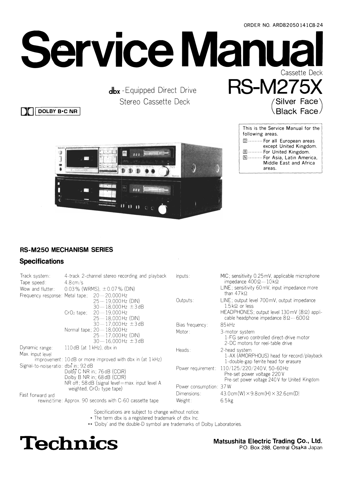 Technics RS-M-275-X Service Manual