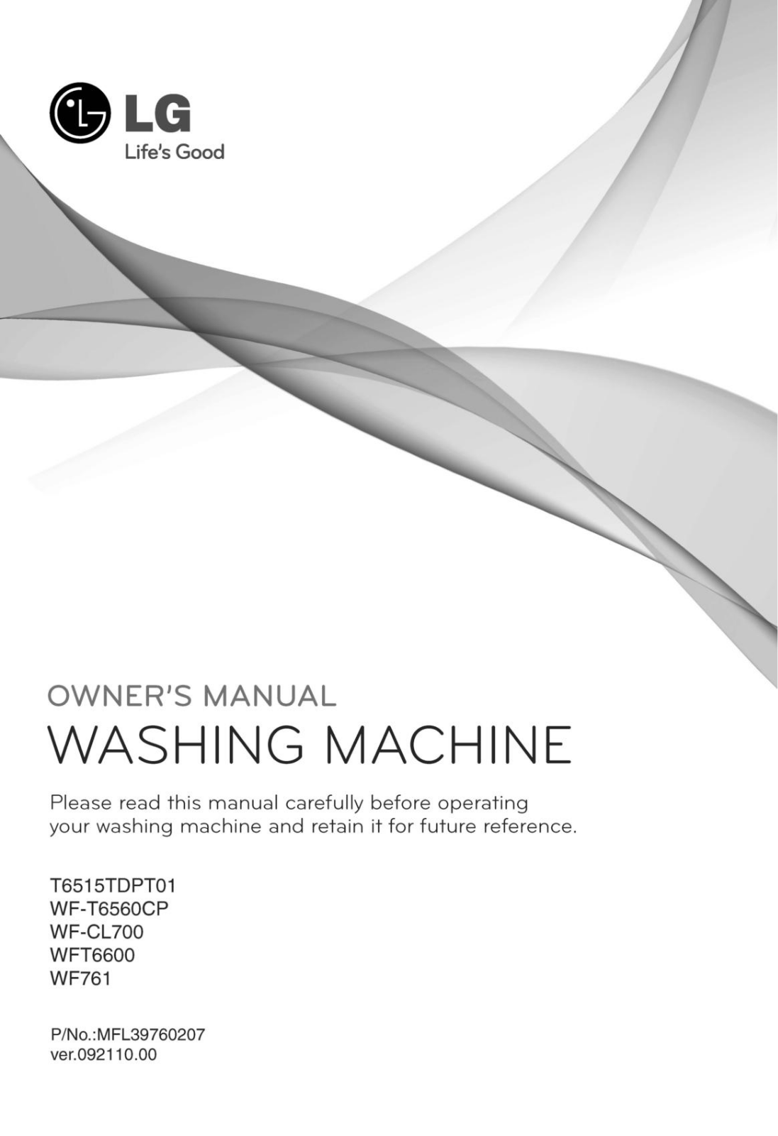 LG WF-CL700, T6515TDPT01 Instruction manual