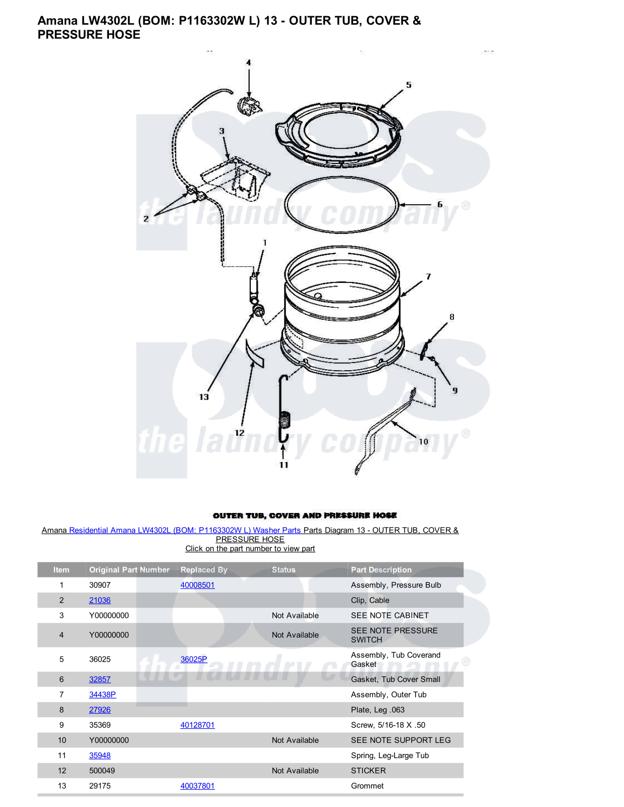 Amana LW4302L Parts Diagram