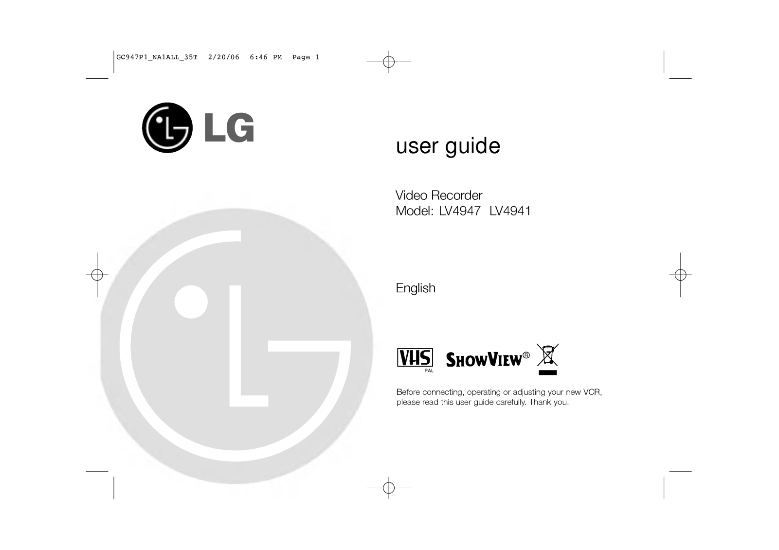 LG GC941P1 Owner’s Manual