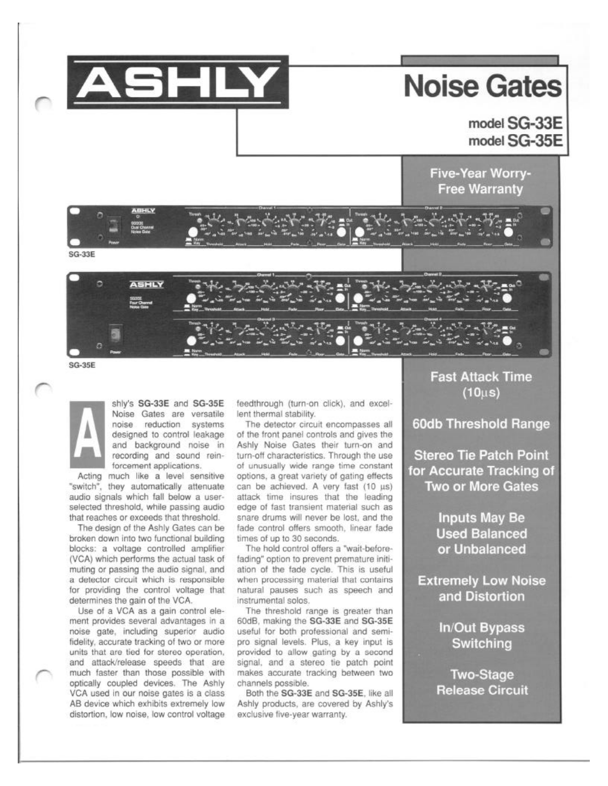 Ashly SG-35E, SG-33E User Manual