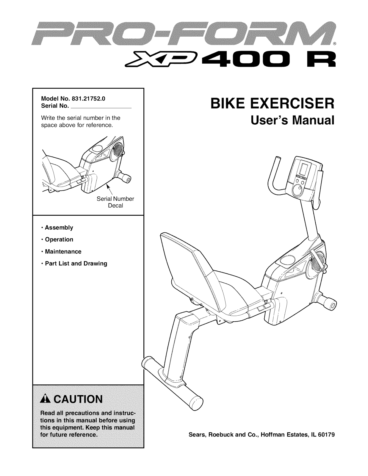 Pro-form XP 400R User Manual