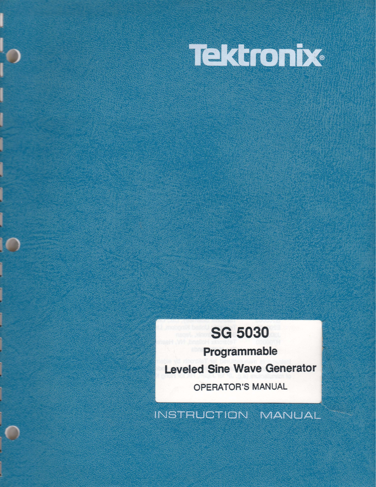 Tektronix SG 5030 User Manual