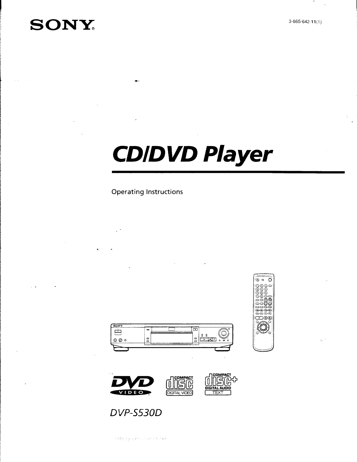 Sony DVP-S530D Operating Instruction