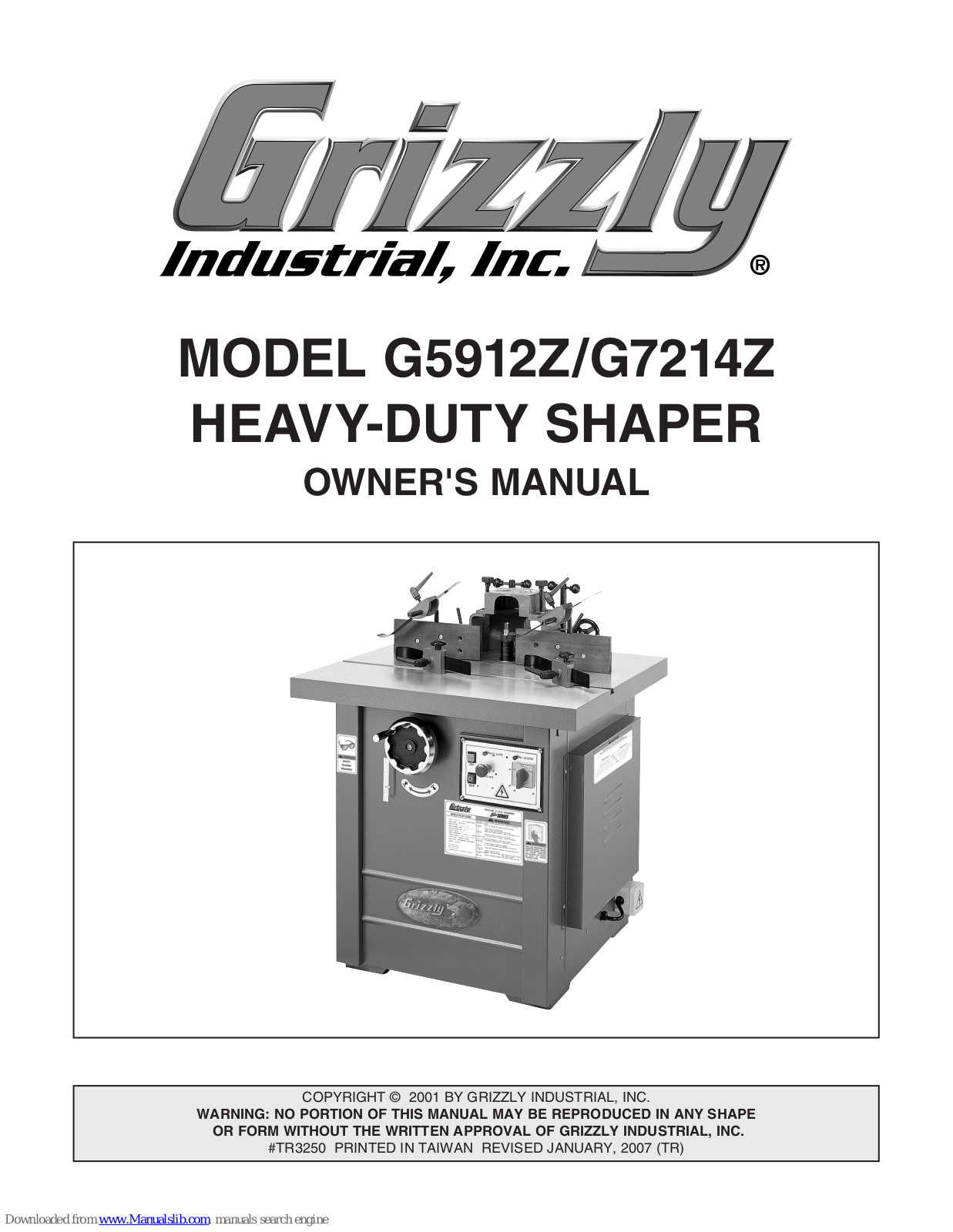 Grizzly G5912Z, G7214Z, G5913Z, G7215Z Owner's Manual