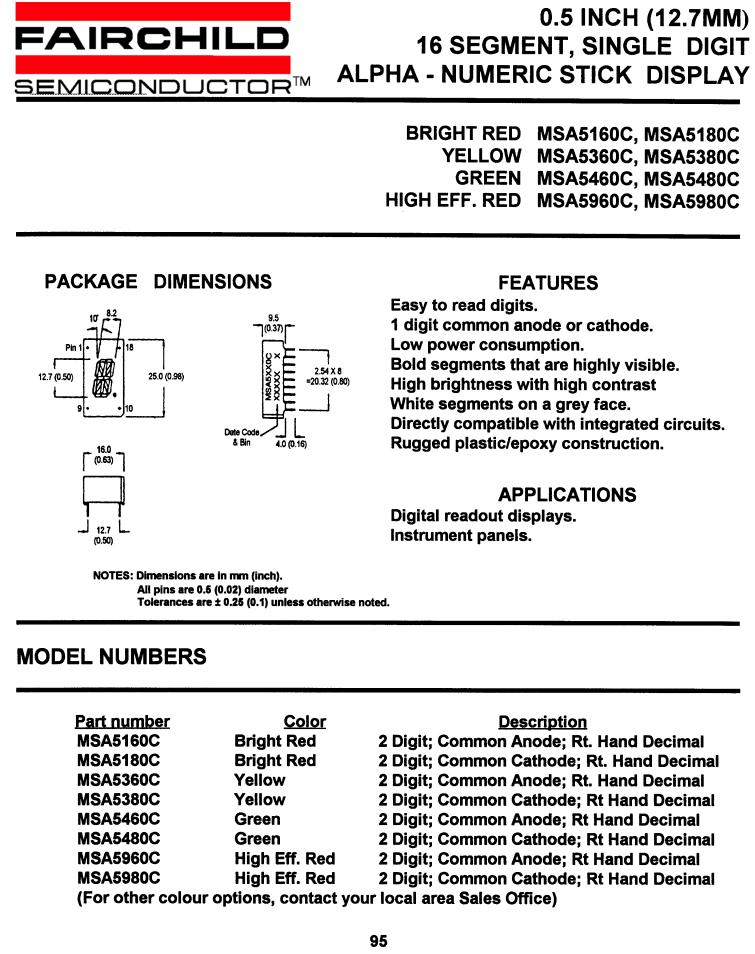 Fairchild Semiconductor MSA5460C, MSA5480C, MSA5960C, MSA5360C, MSA5180C Datasheet