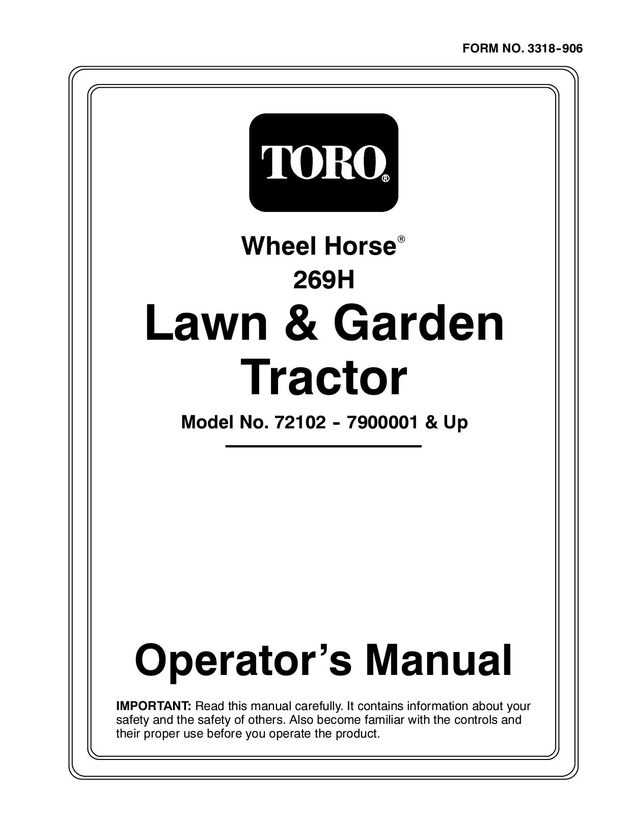 Toro 72102 Operator's Manual