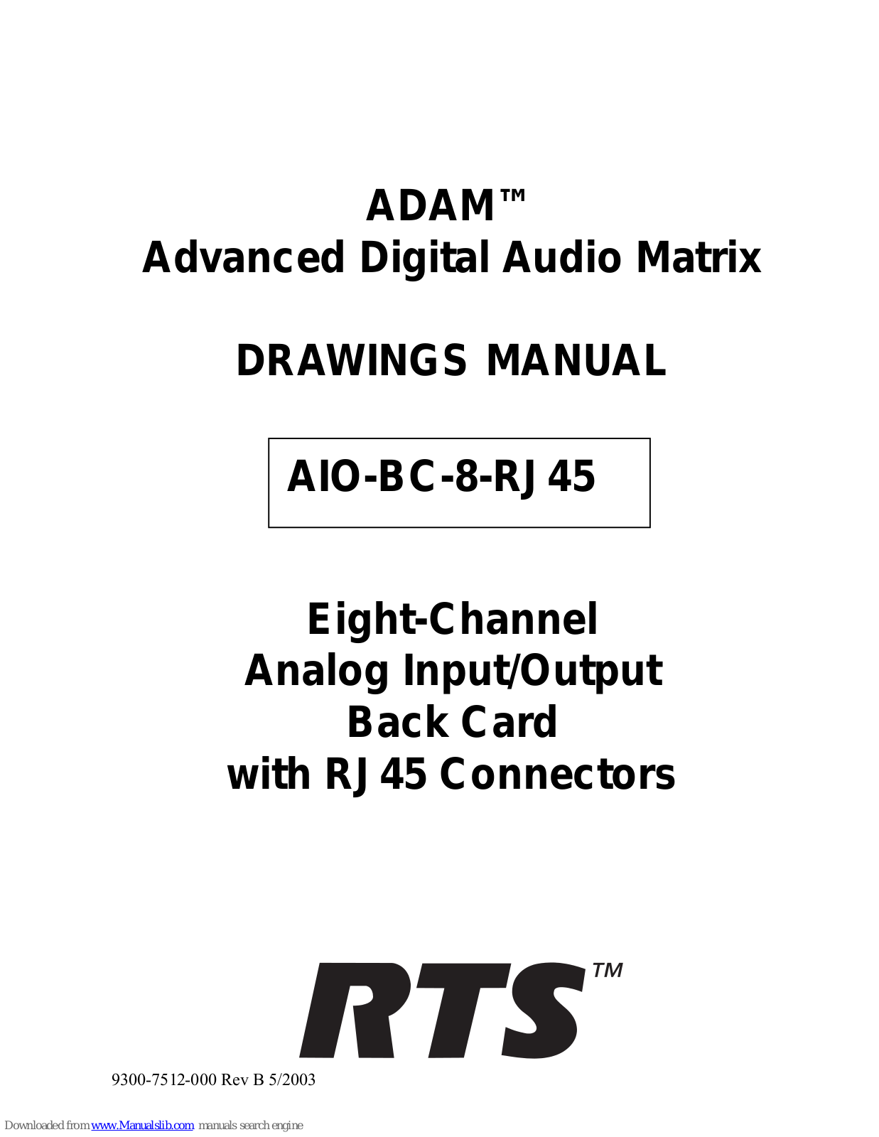 RTS AIO-BC-8-RJ45 Drawings Manual