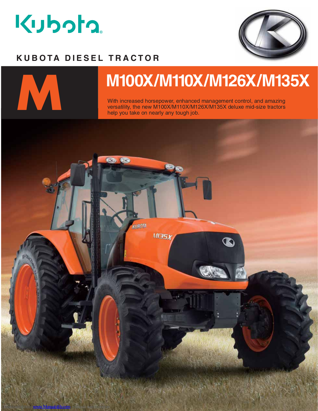 Kubota M100X, M126X, M110X, M135X Owner's Manual