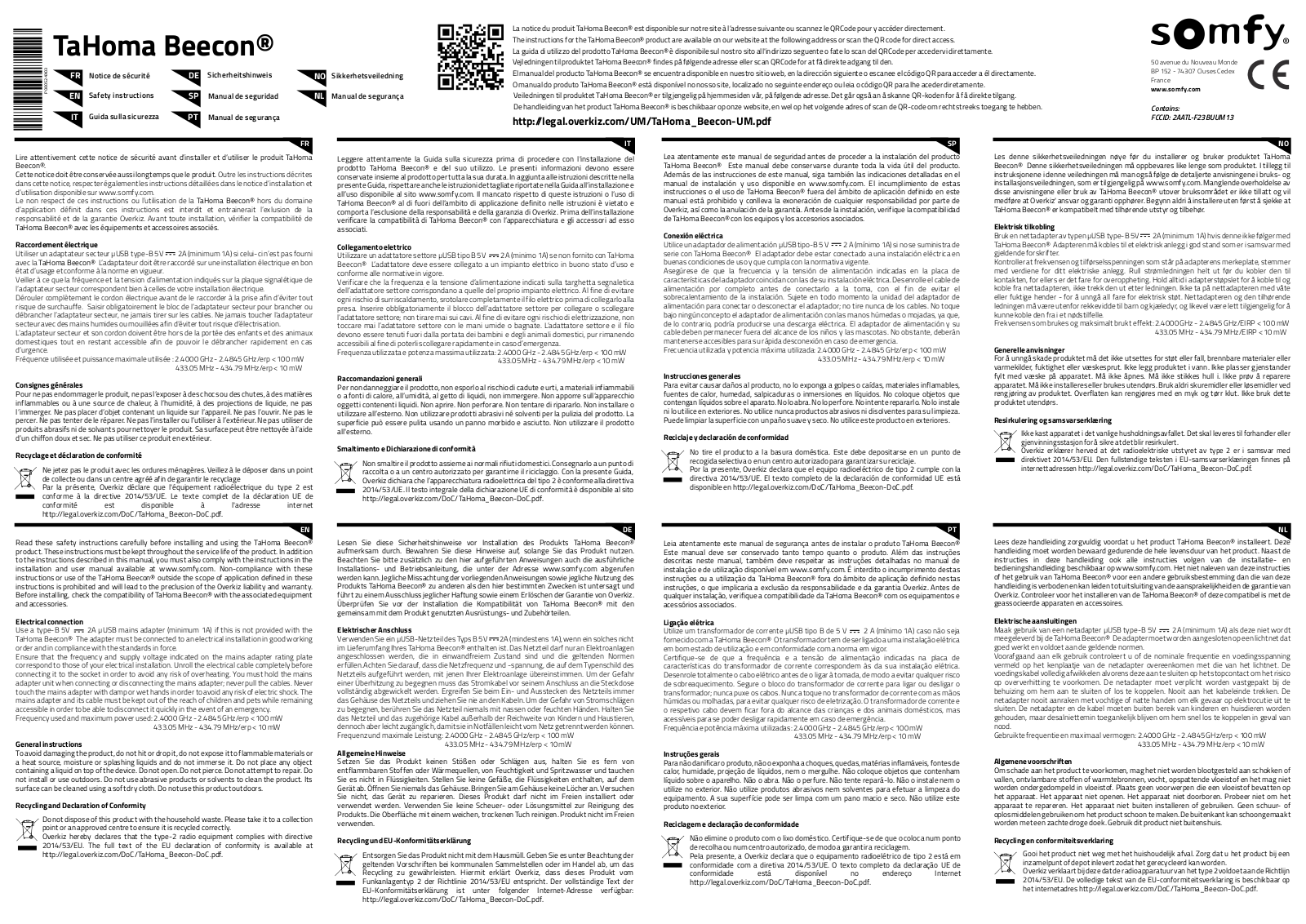 Somfy Systems BEECON User Manual