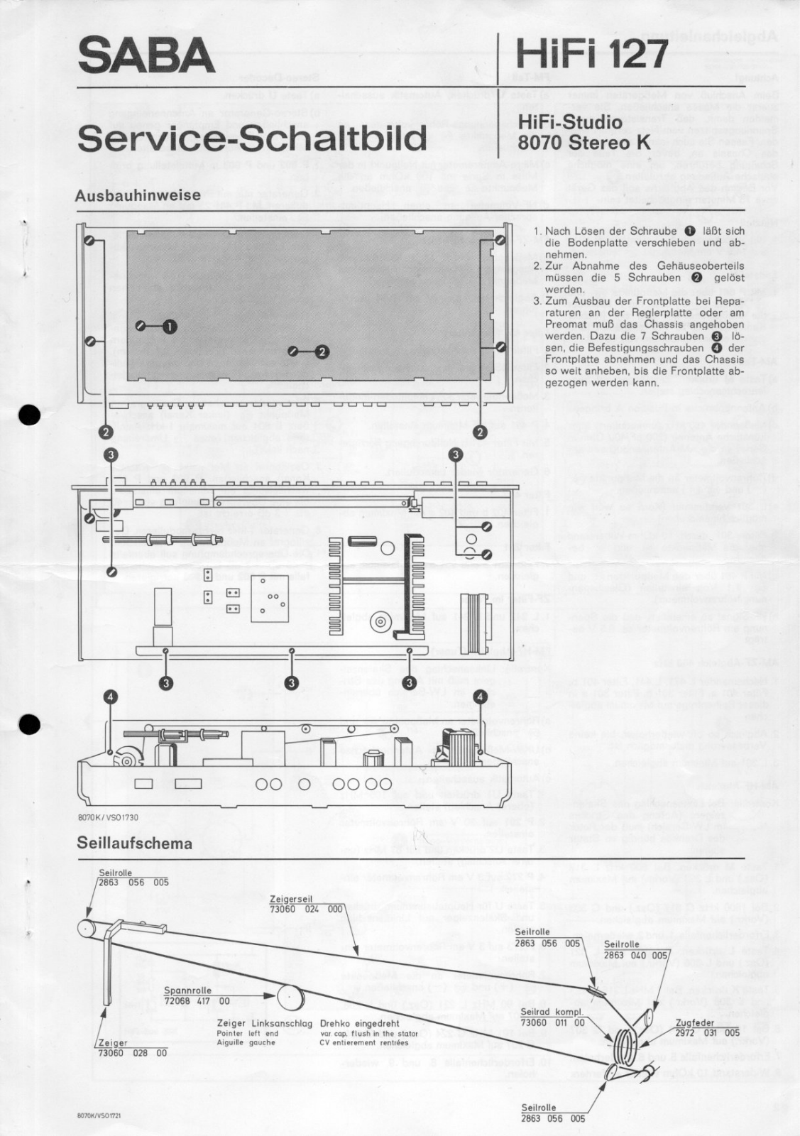 Saba 8070 1970 Schematic