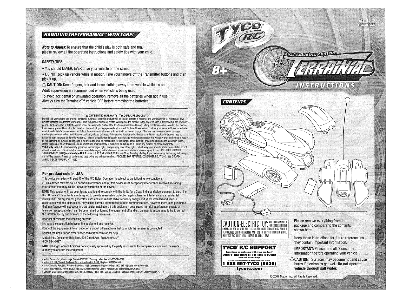 Mattel Asia Pacific Sourcing L5476 07A4T, L5476 07A4R User Manual