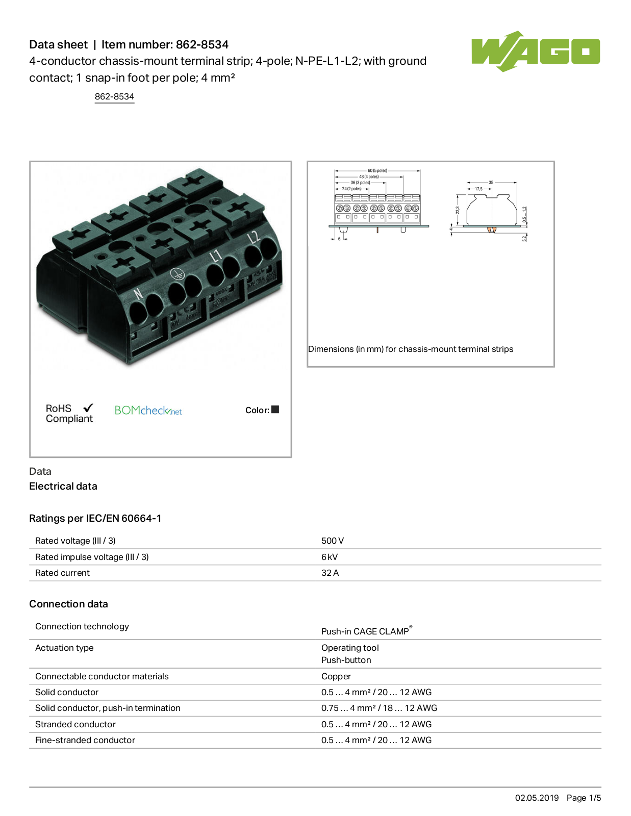 Wago 862-8534 Data Sheet