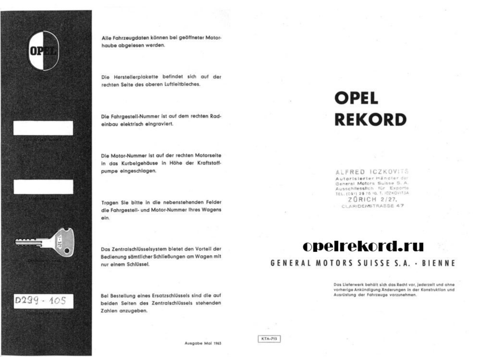 Opel Rekord E, 20 S, 21 D, 23 D Service Manual