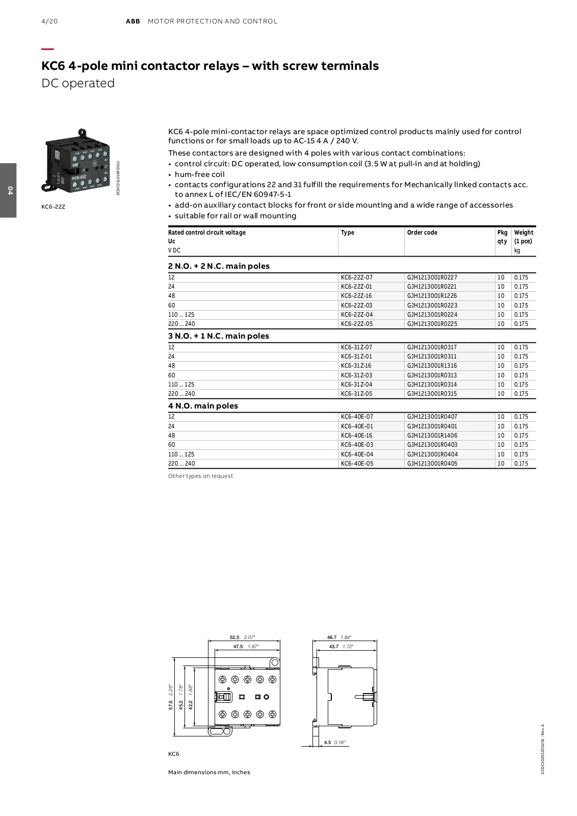 ABB KC6 Catalog Page