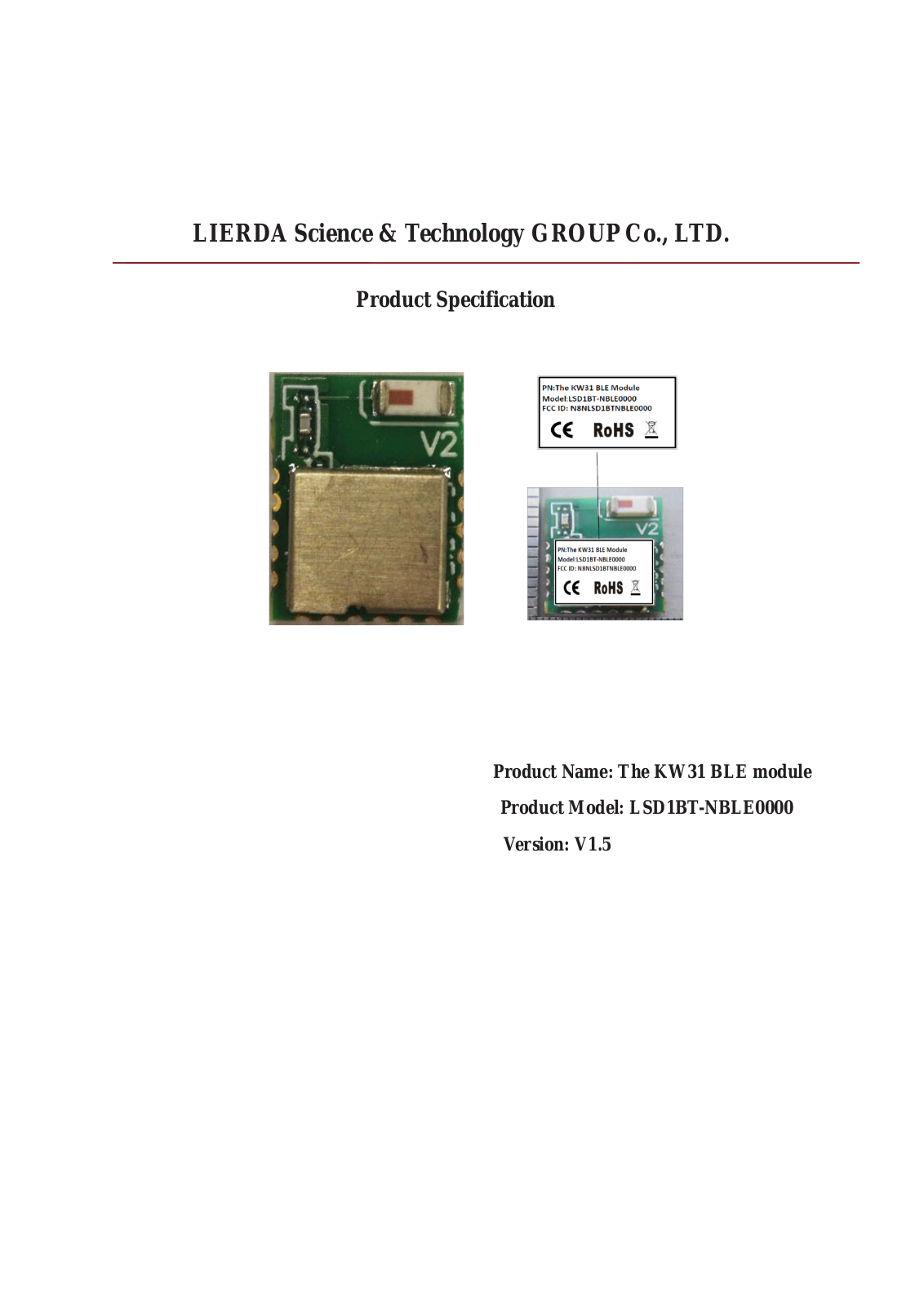 Lierda Science and Technology Group LSD1BTNBLE0000 User Manual