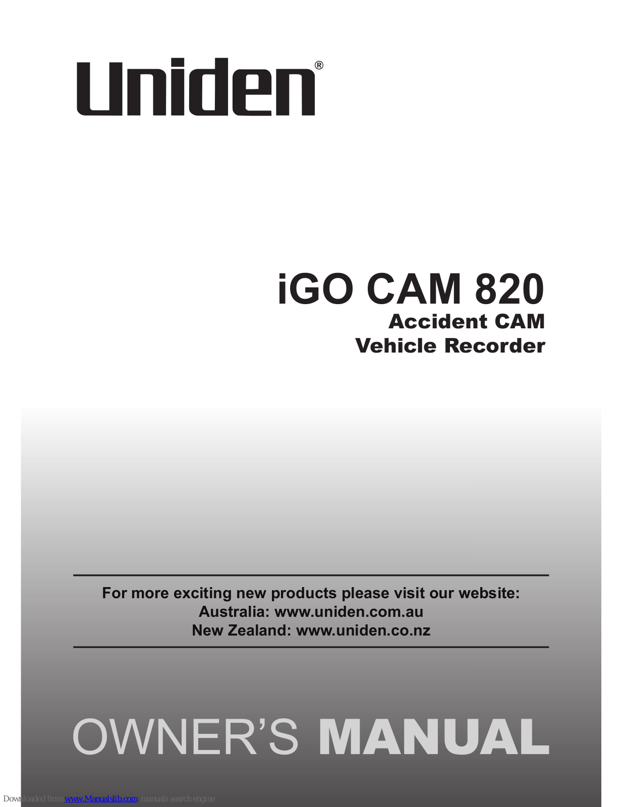 Uniden iGo CAM 820O Owner's Manual