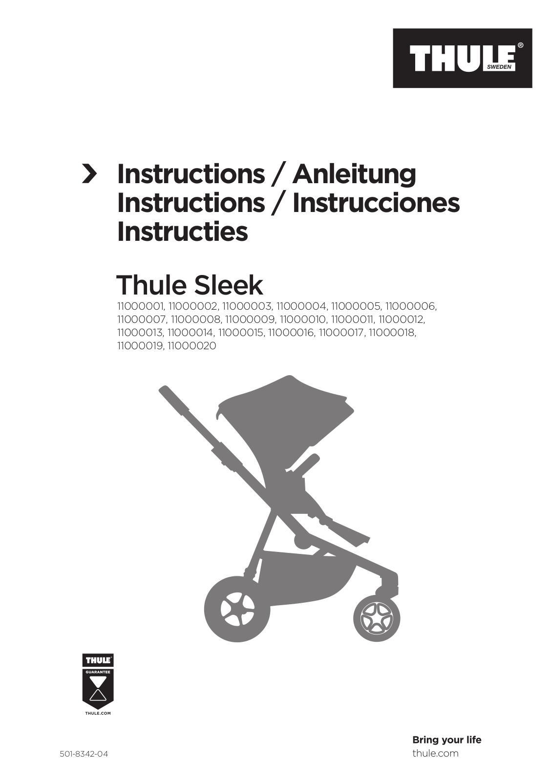 Thule Sleek 11000006, Sleek 11000001, Sleek 11000002, Sleek 11000005, Sleek 11000007 Instructions Manual