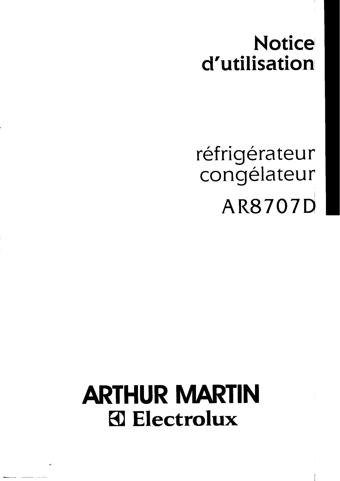 Arthur martin AR8707D User Manual