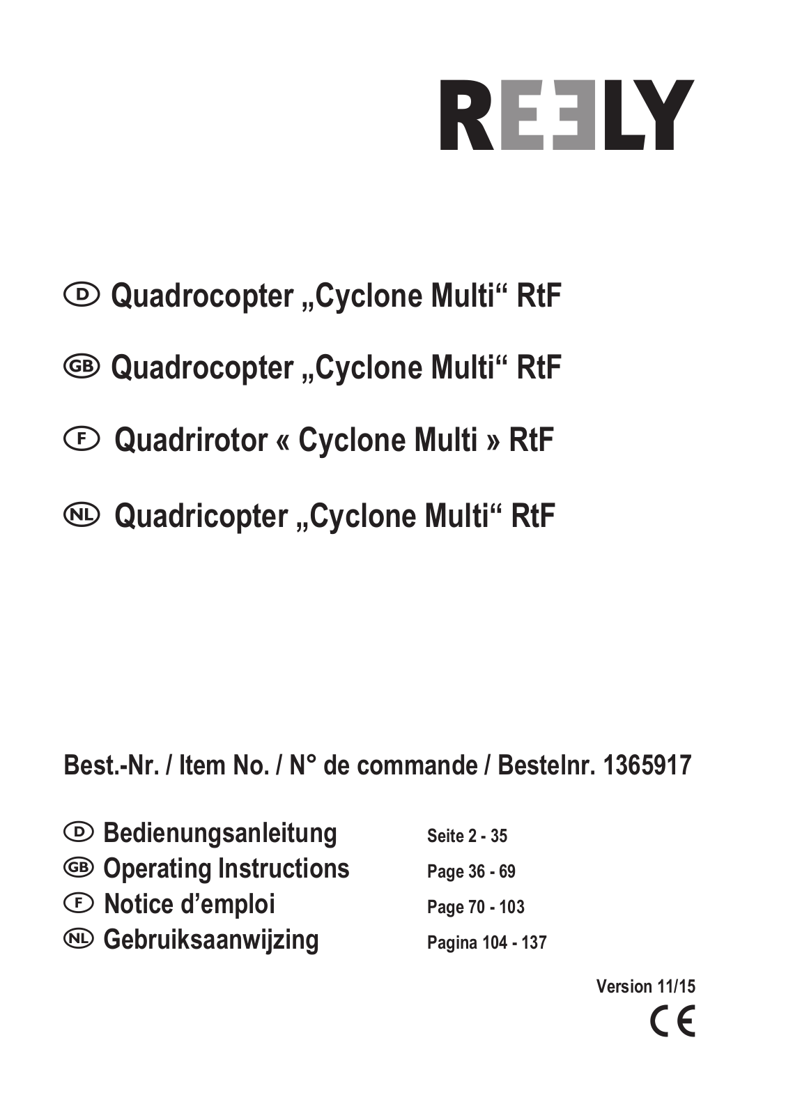 Reely Cyclone Multi User manual