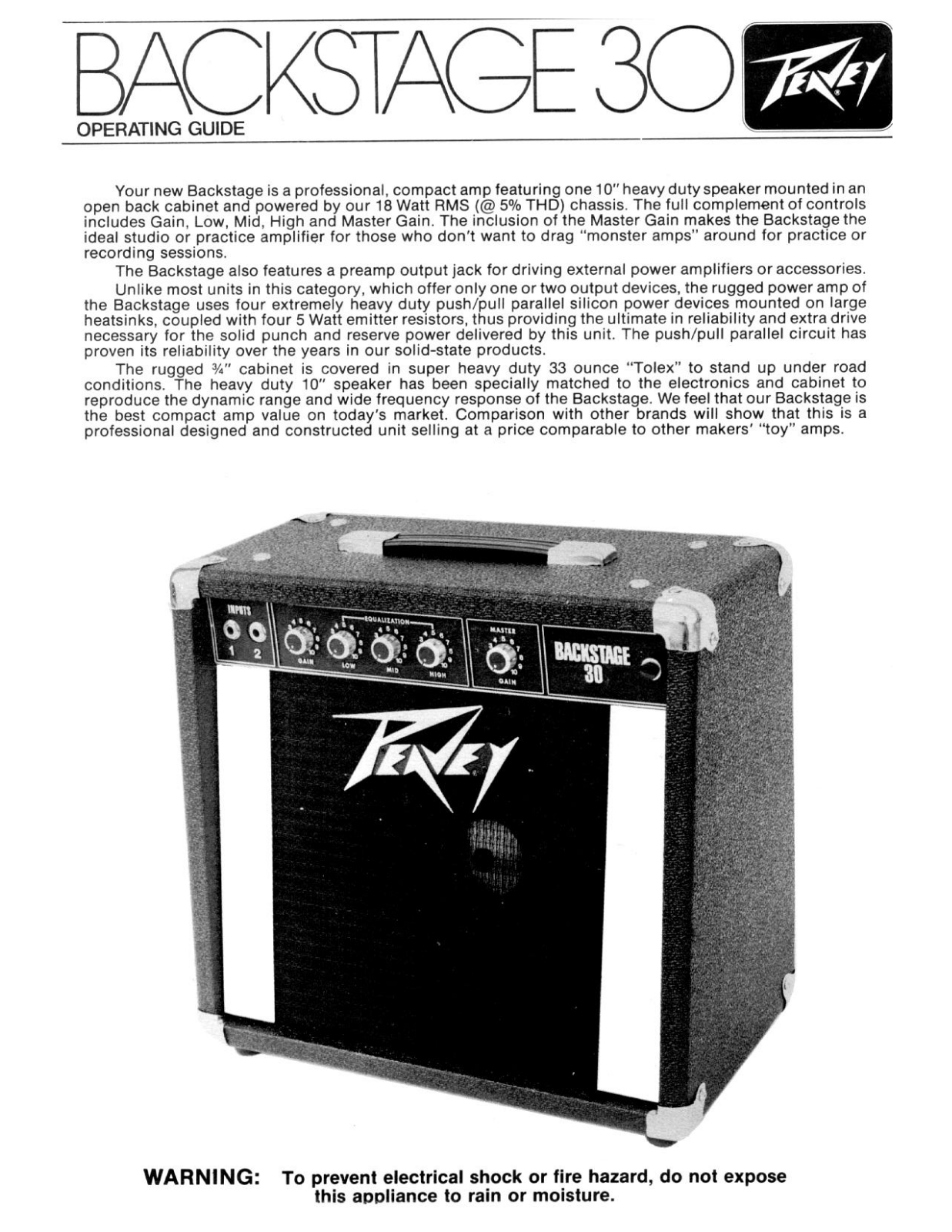 Peavey BACKSTAGE 30 User Manual