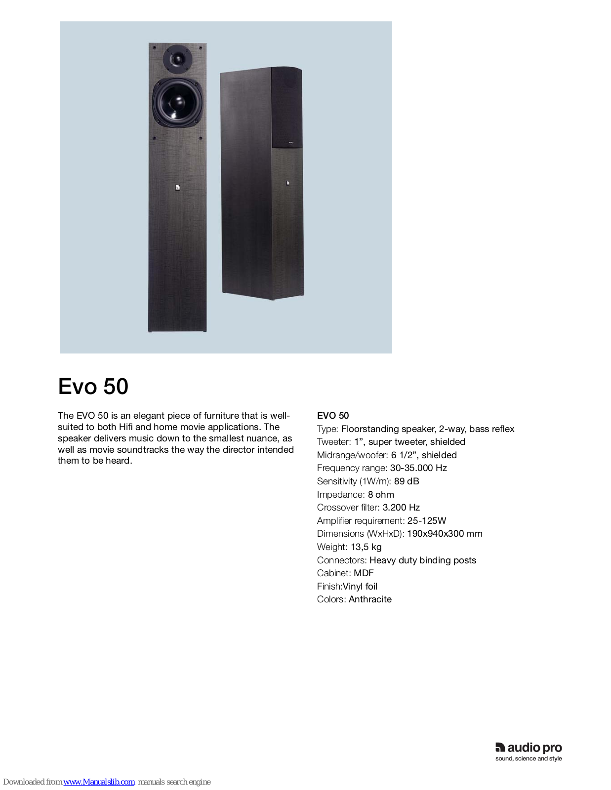 Audio Pro Evo 50 Specifications - ManualMachine.com