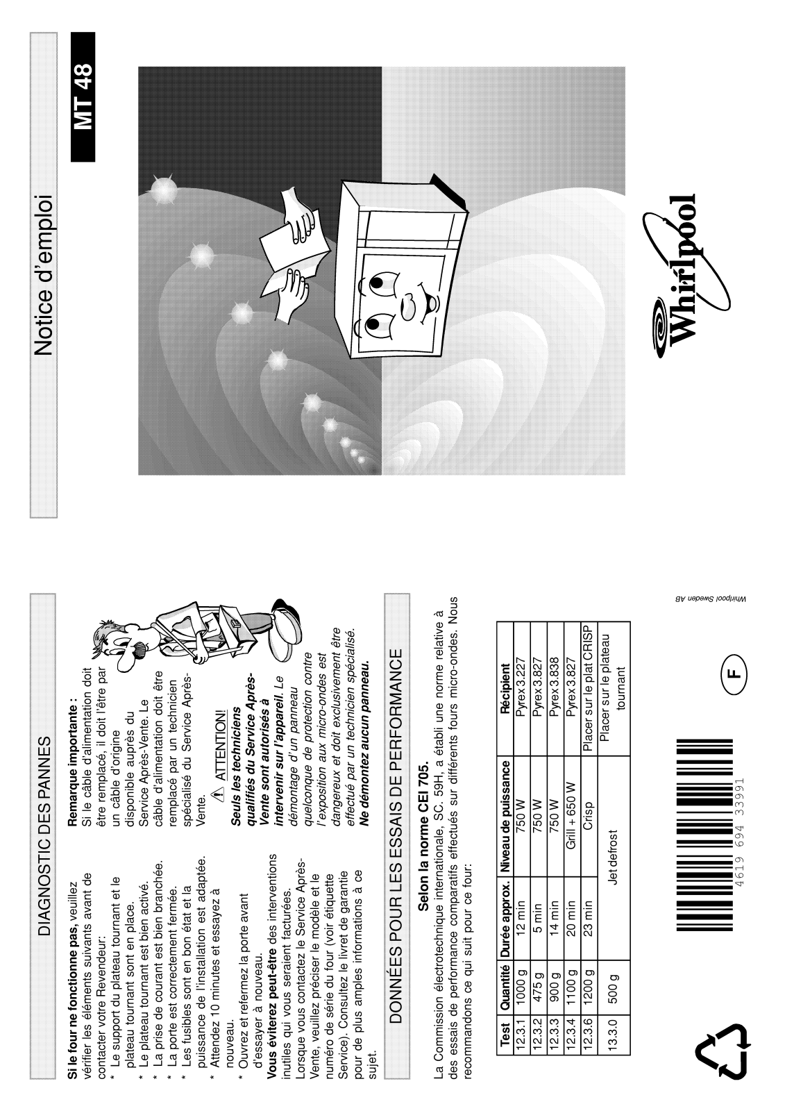 WHIRLPOOL MT 48 User Manual