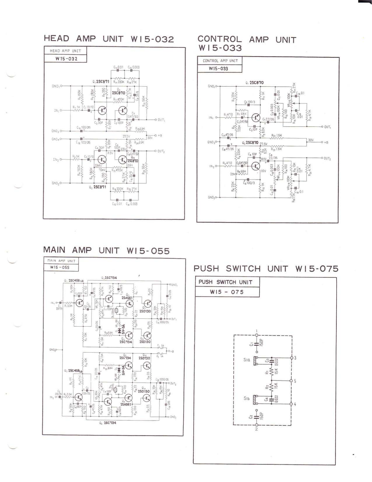 Pioneer W15-032, W15-033, W15-055, W15-075 Schematic