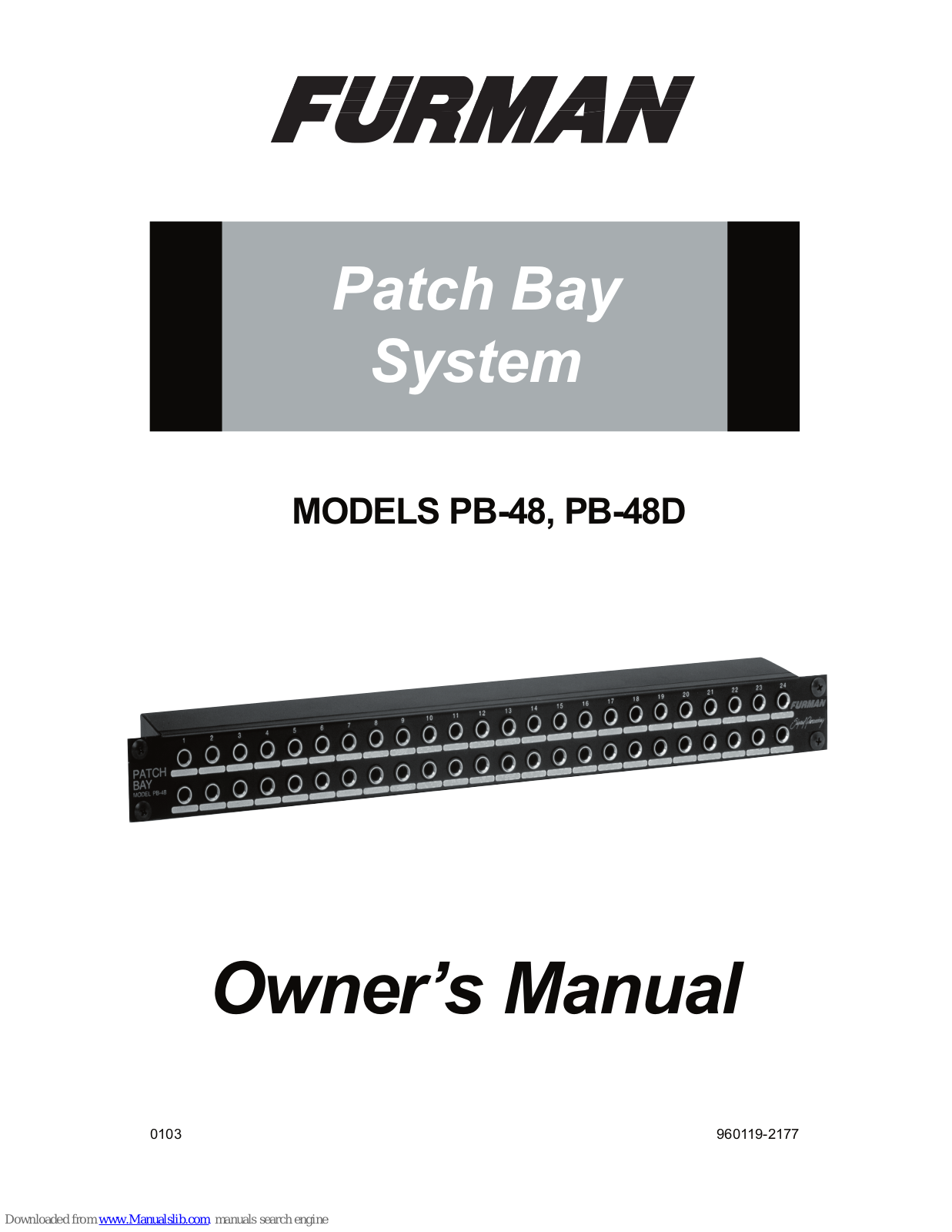 Furman Patch Bay System PB-48, PB-48D Owner's Manual