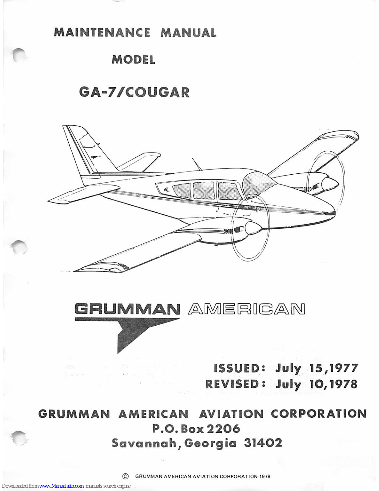 Grumman American GA-7 COUGAR Maintenance Manual