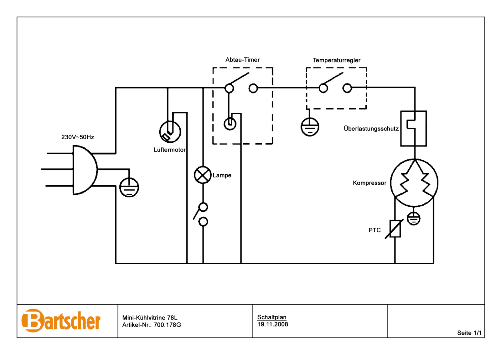 Bartscher 700178G Schematic