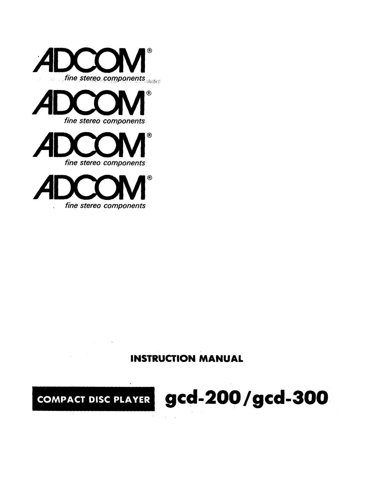 Adcom GCD-300 User Manual