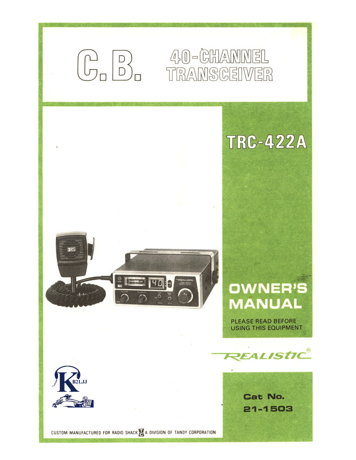 Realistic   RadioShack TRC-422A Owners Manual
