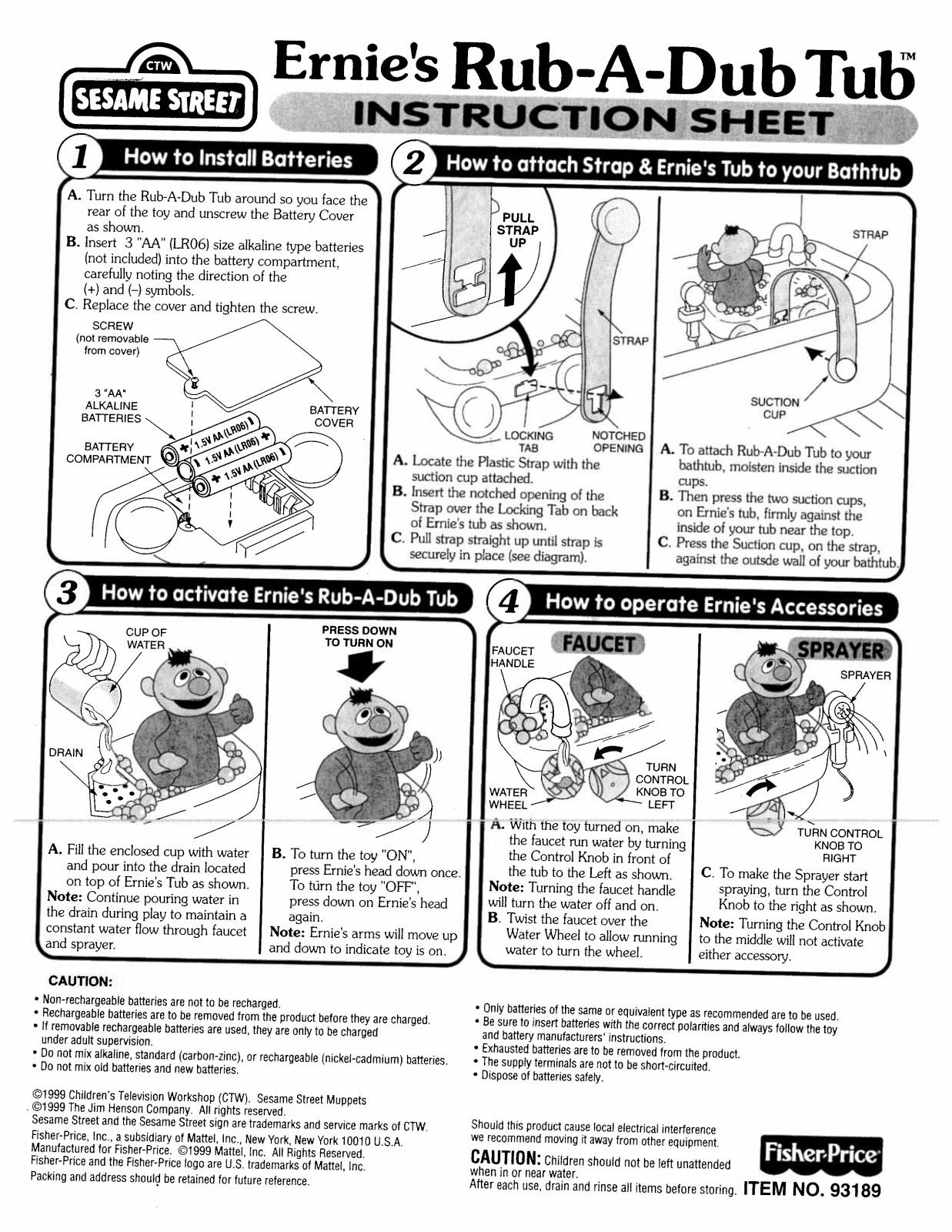 Fisher-Price 93189 Instruction Sheet