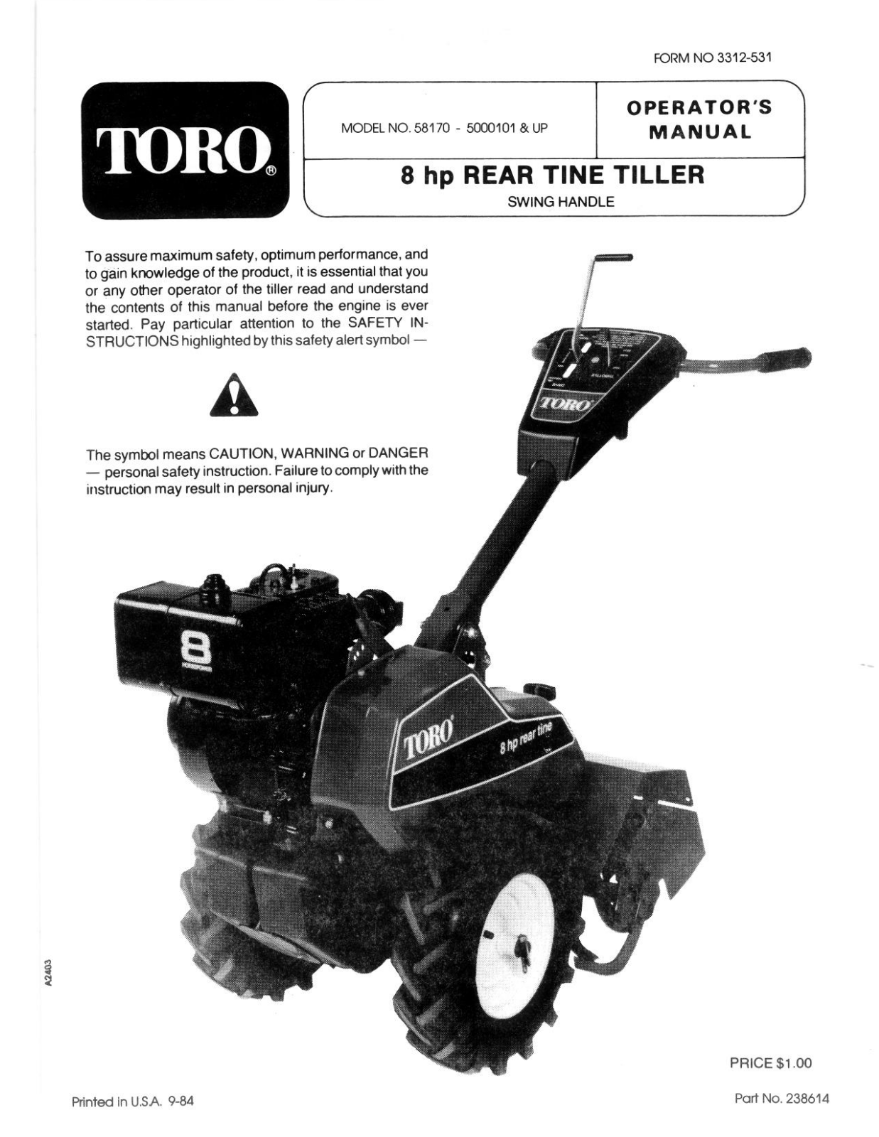 Toro 58170 Operator's Manual