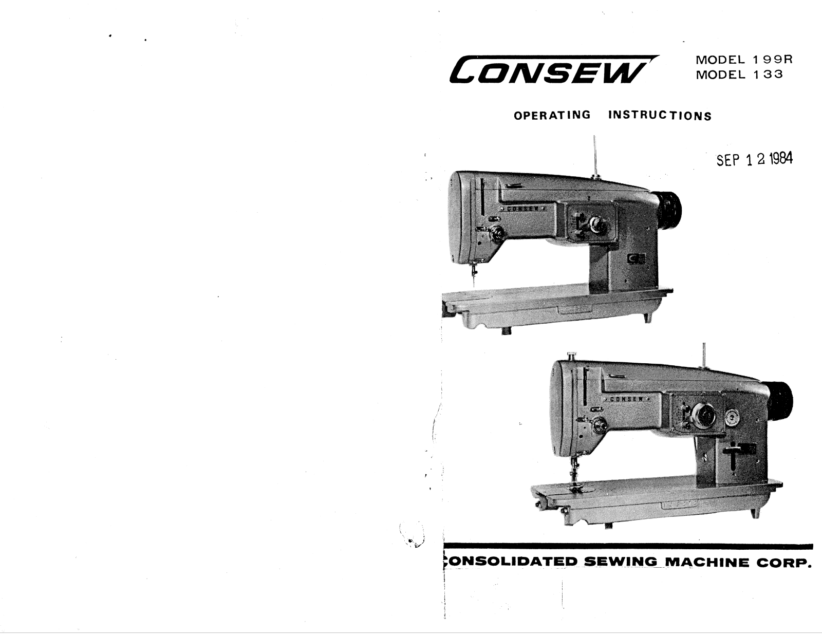 CONSEW 133, 199R Operating Instruction