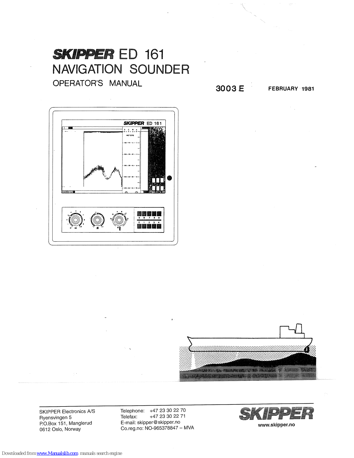 Skipper ED 161 Operator's Manual