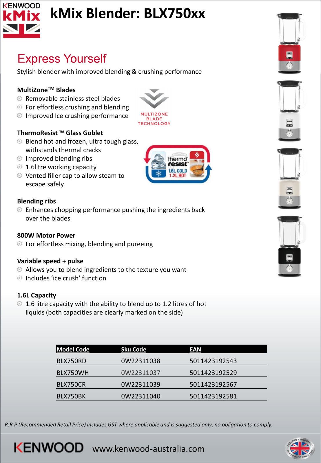 Kenwood BLX750CR Datasheet