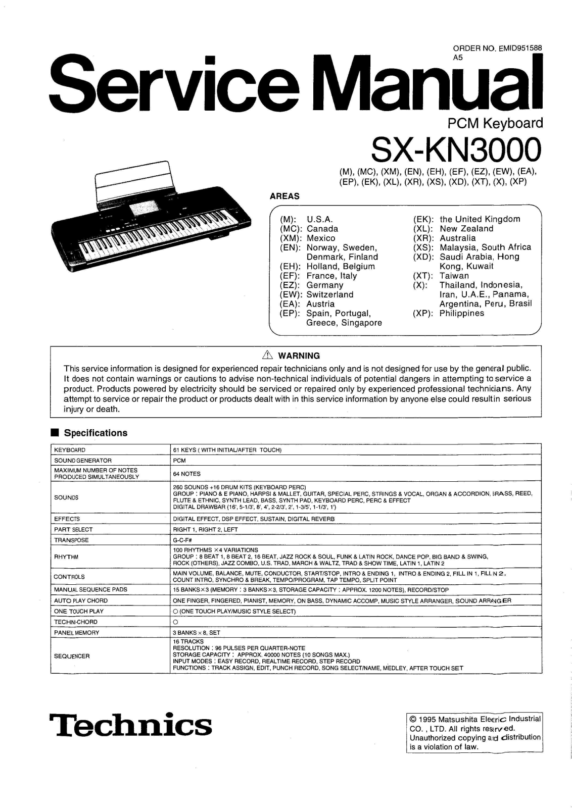 Technics SX-KN3000 Service Manual