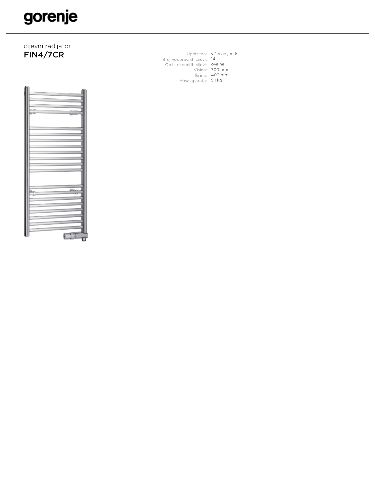 Gorenje FIN4-7CR DATASHEET