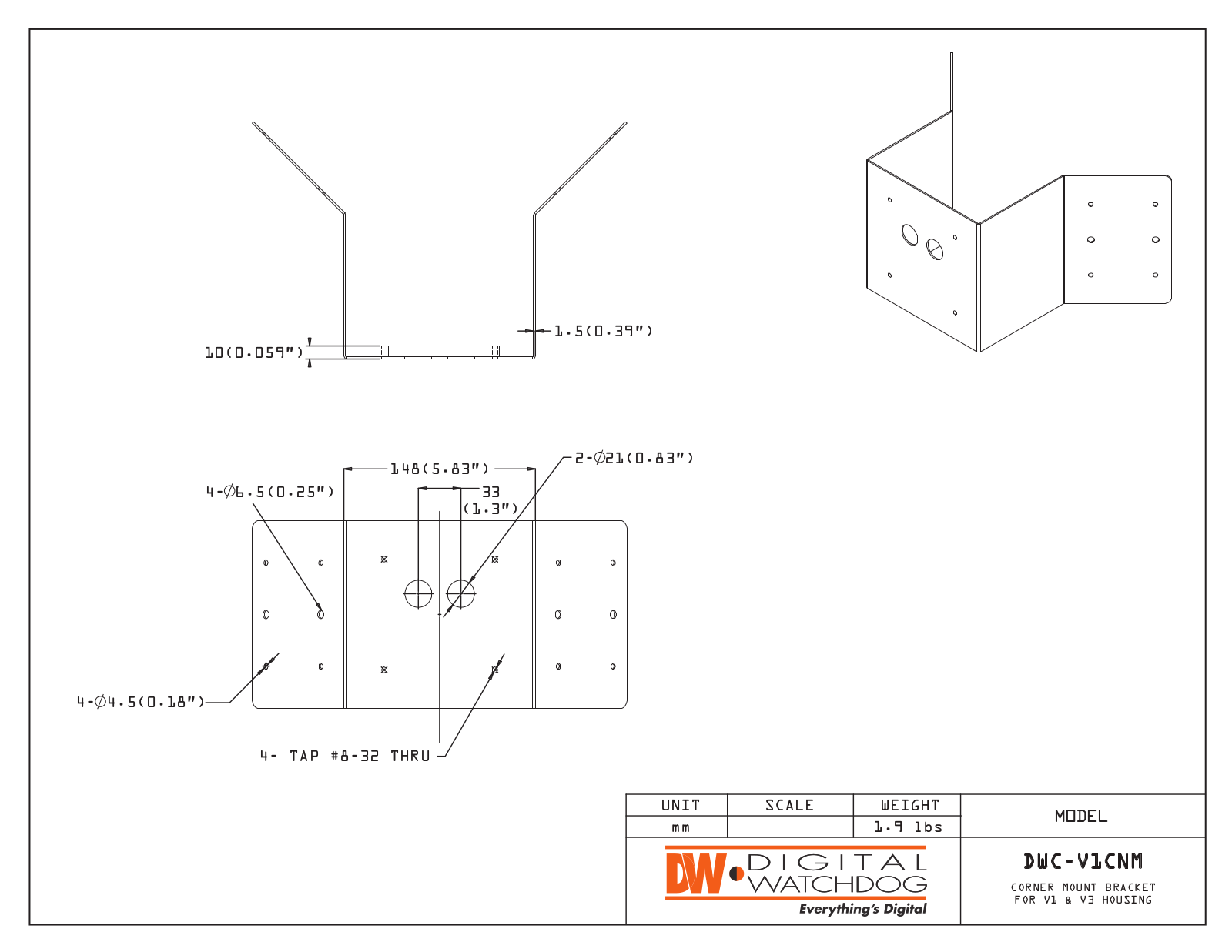 Digital Watchdog DWC-V1CNM Specsheet