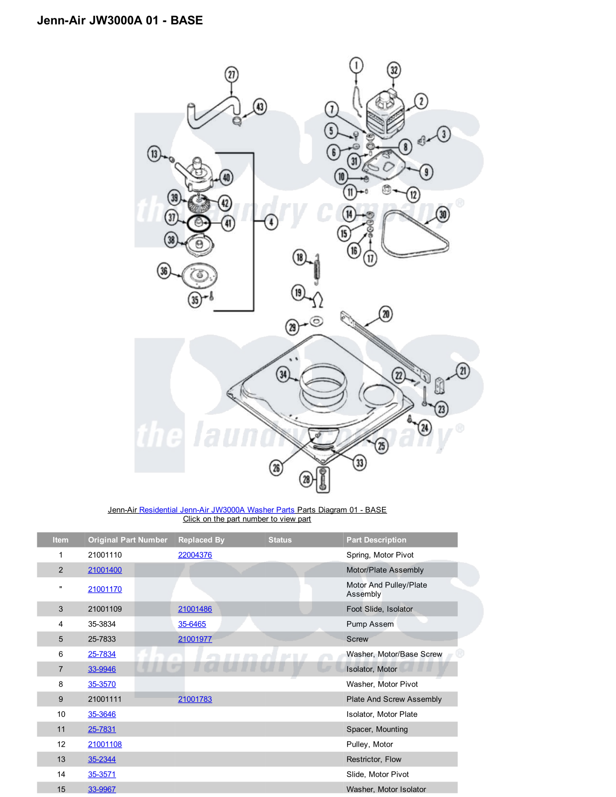 Jenn-Air JW3000A Parts Diagram