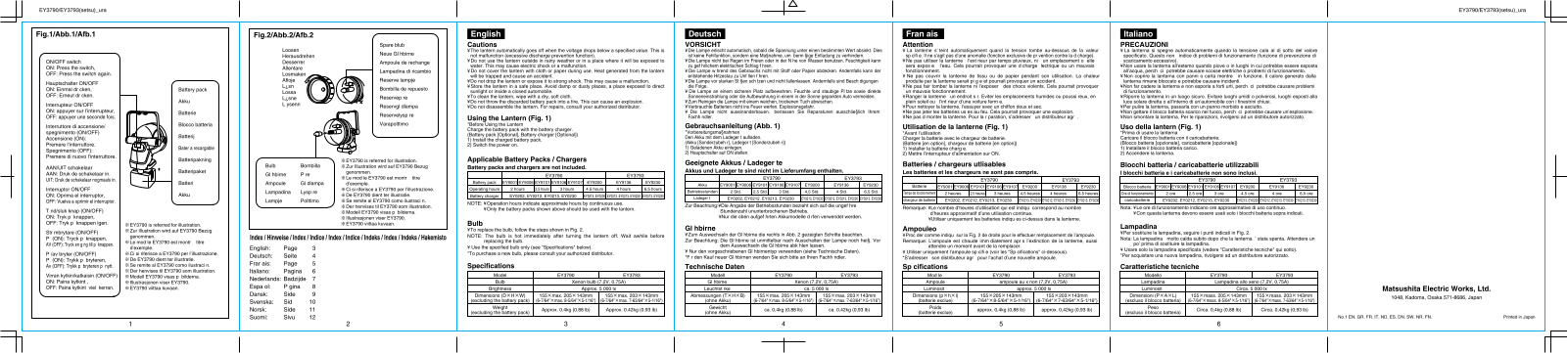 Panasonic ey3790 Operation Manual