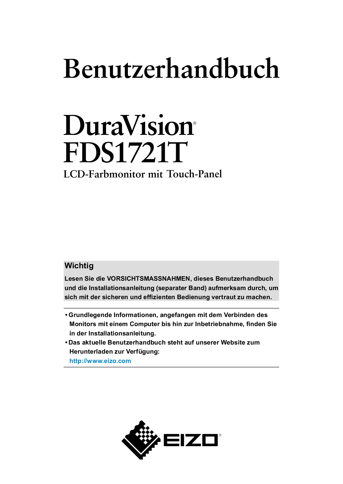 Eizo DuraVision FDS1721T operation manual