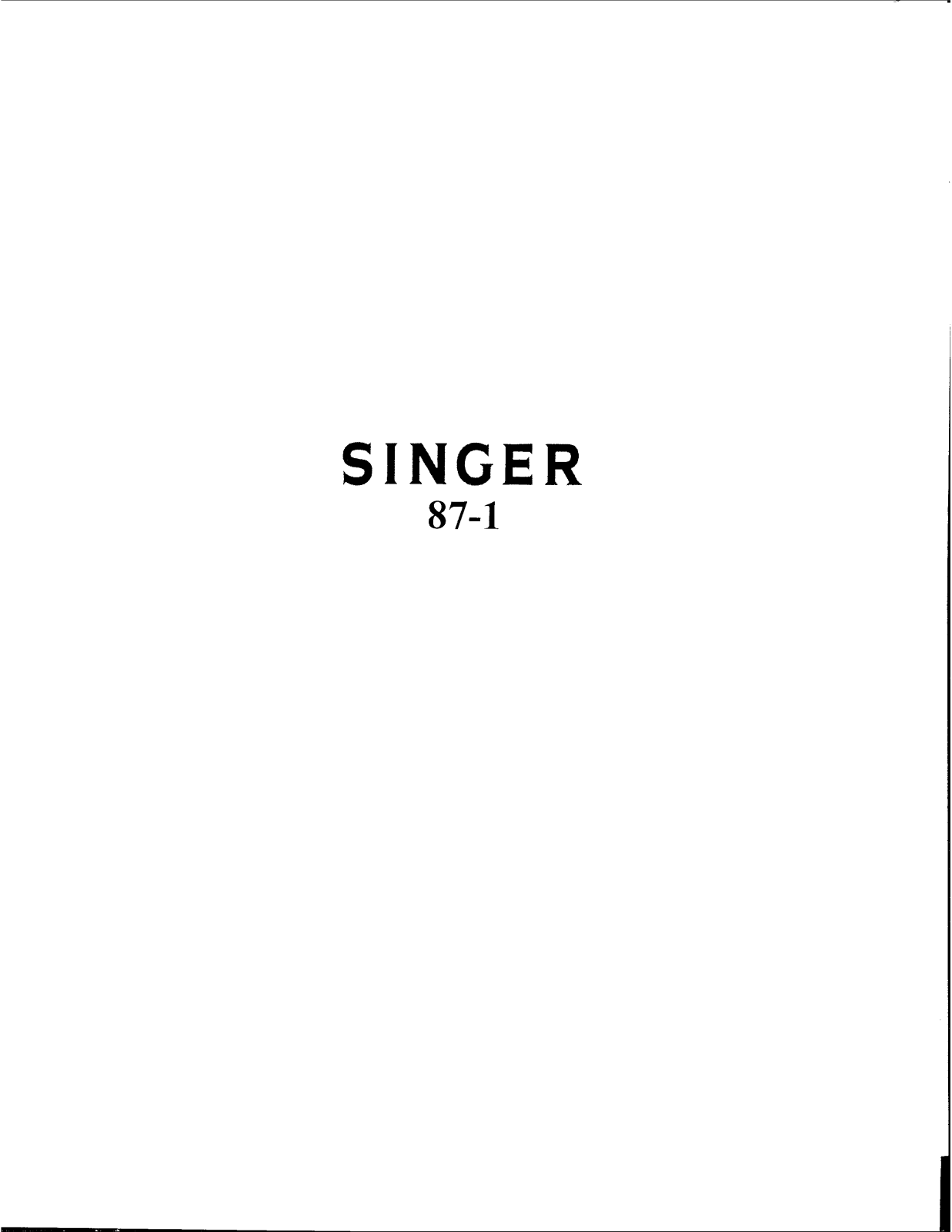 Singer 87-1 User Manual